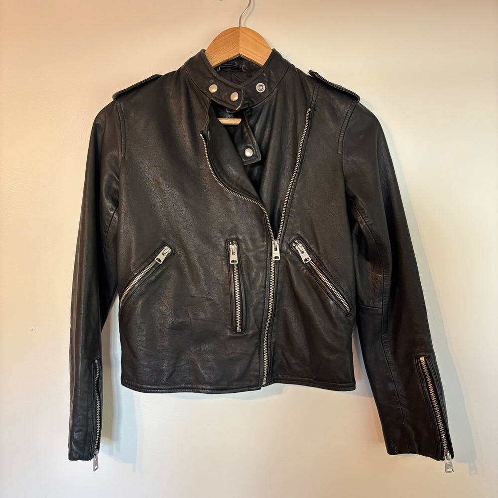 All Saints black Leather Moto Jacket